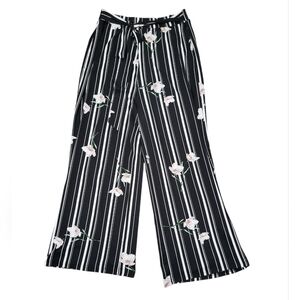 Magazine Women's Lounge Pants Size XL Wide Leg Floral Striped 89652FW